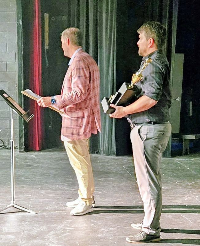 S.C. Speaker of the House Murrell Smith presents the inaugural Swan Lake Sentinel Award to Mark A. Williams